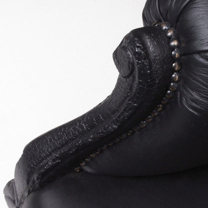 Smoke Leather Armchair Chair with Ottoman
