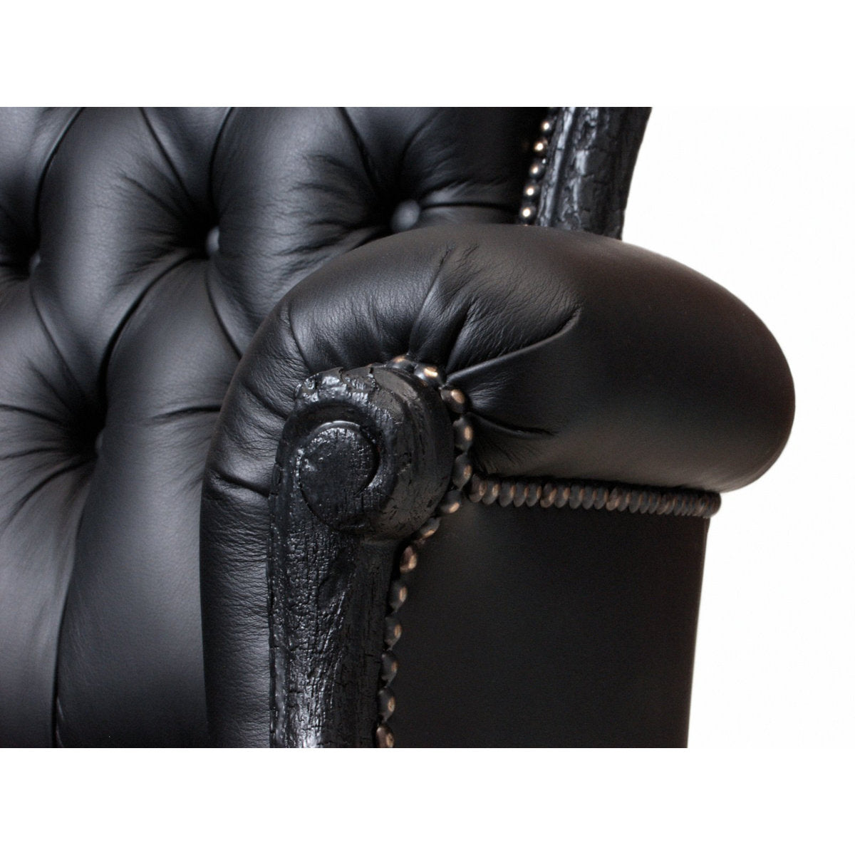 Smoke Leather Armchair Chair with Ottoman