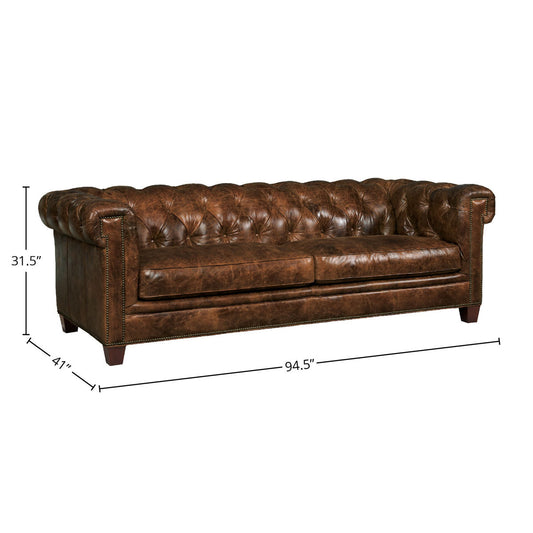 Hooker Furniture Stationary Leather Chesterfield Sofa