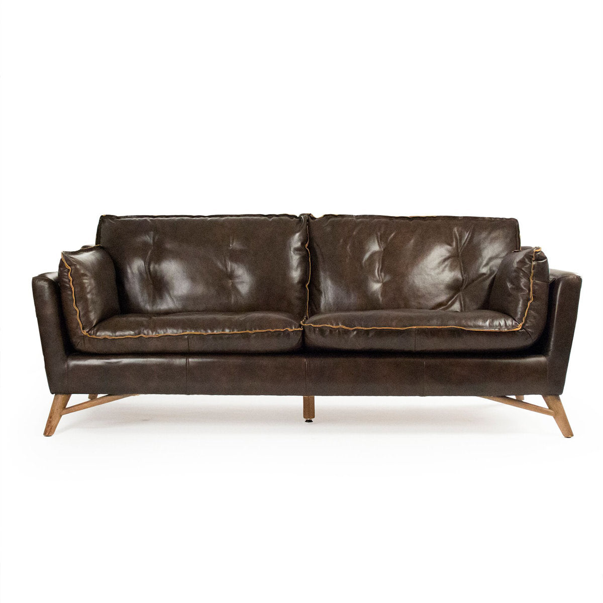 Zentique 8475 Genuine Leather Flared Arm Sofa