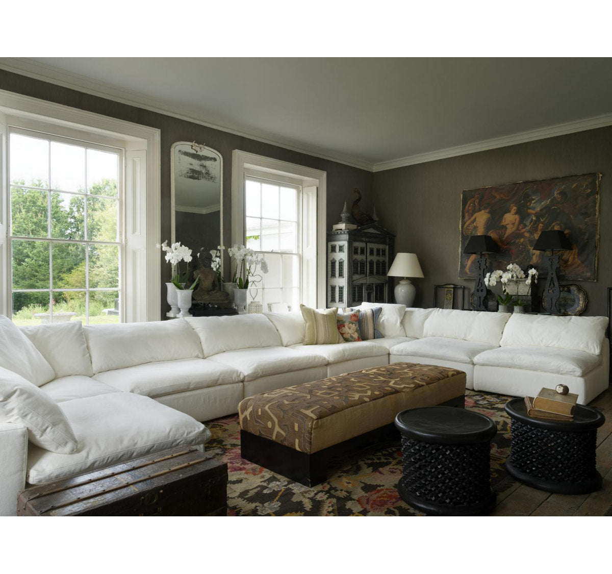 Sofa Linen Chair with Ottoman