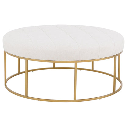 Soren Leather Round Ottoman