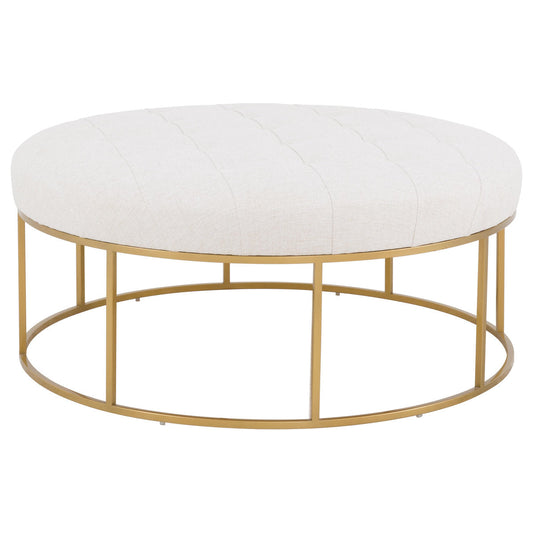 Soren Leather Round Ottoman