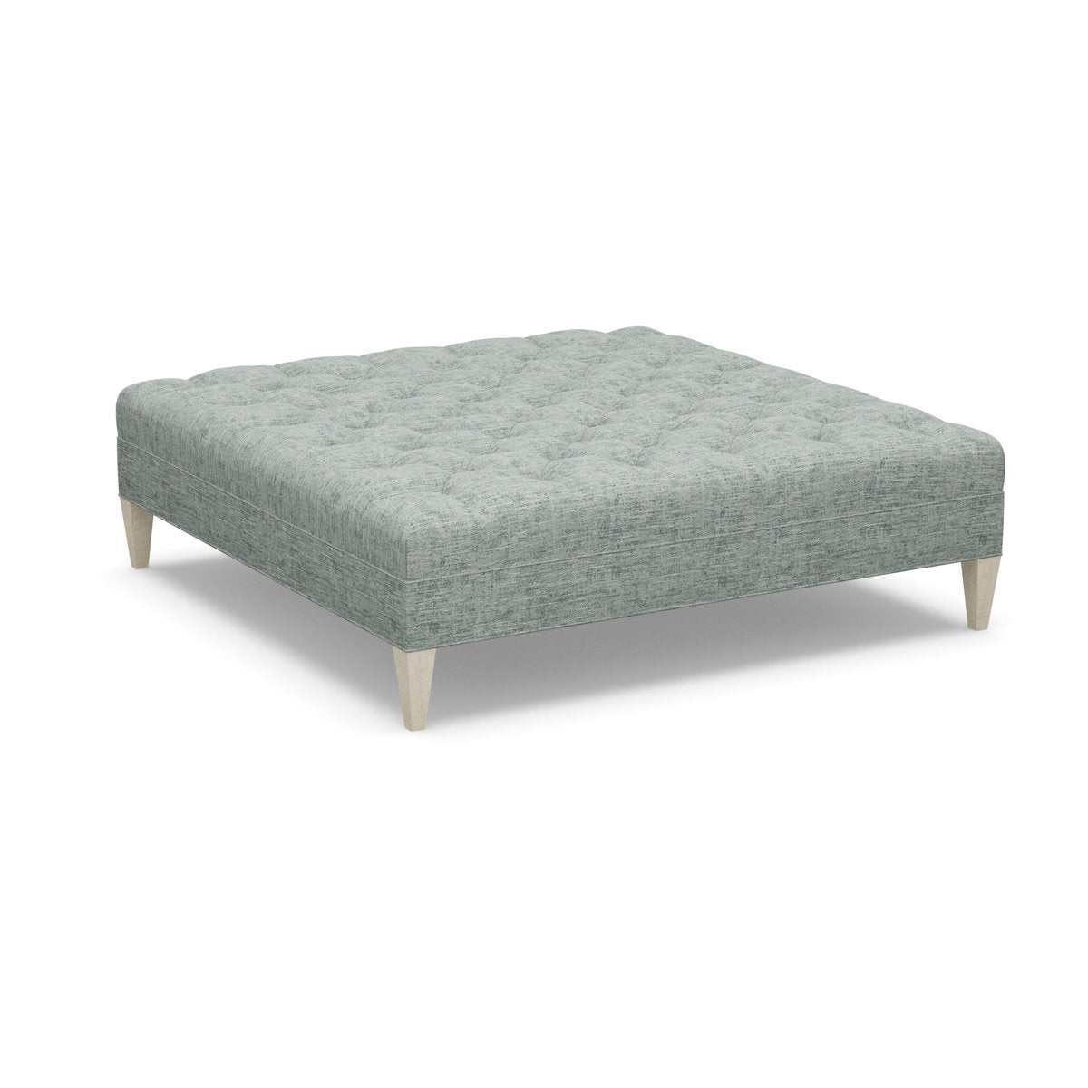 Paul Robert 60 Wide Tufted Square Cocktail Ottoman With Tapered Leg
