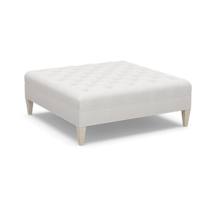 Paul Robert 54 Wide Tufted Square Cocktail Ottoman With Tapered Leg