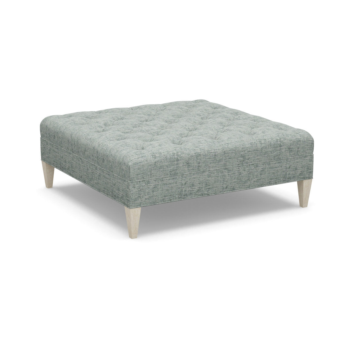 Paul Robert 54 Wide Tufted Square Cocktail Ottoman With Tapered Leg