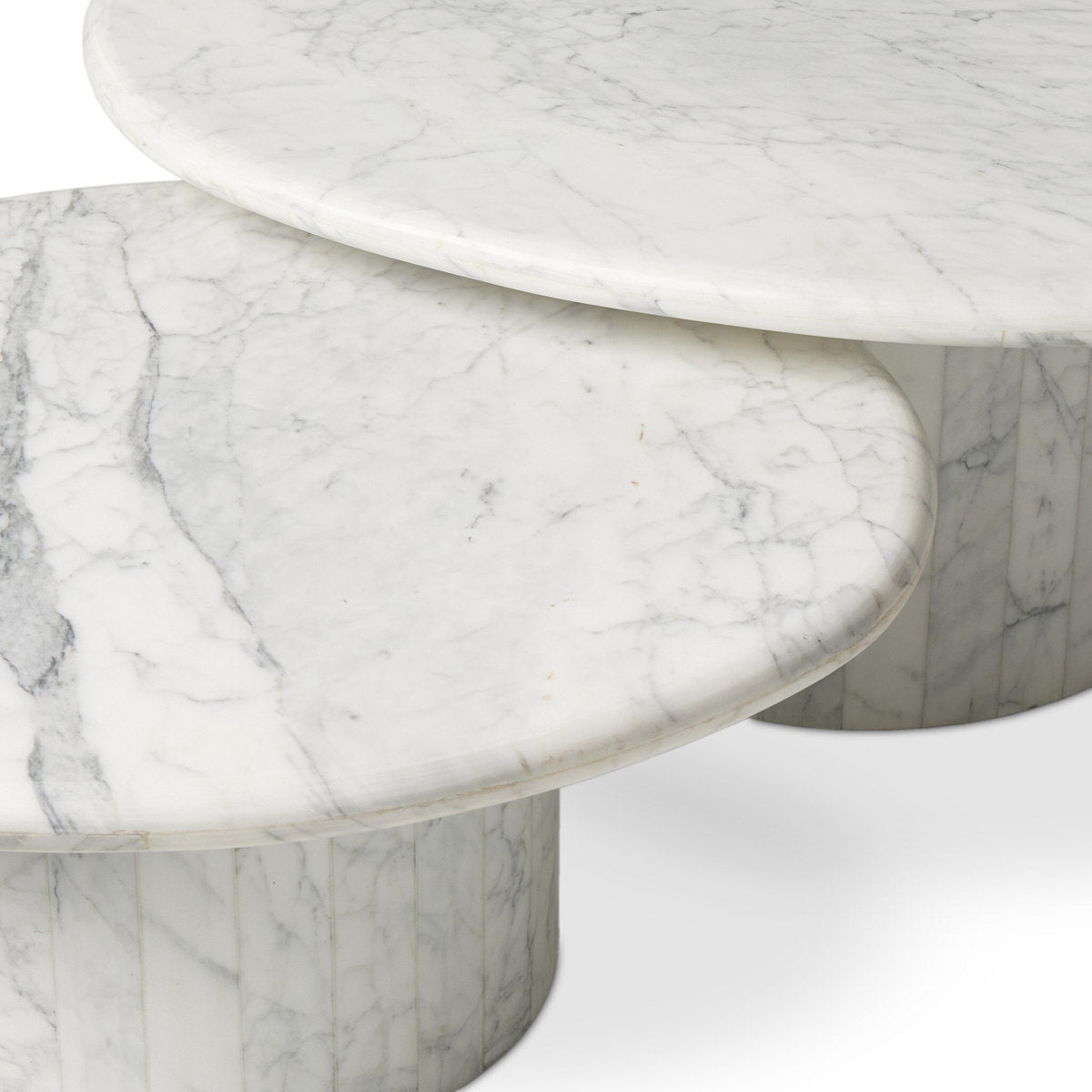 Stuart Marble Coffee Tables-White Calacatta Marble