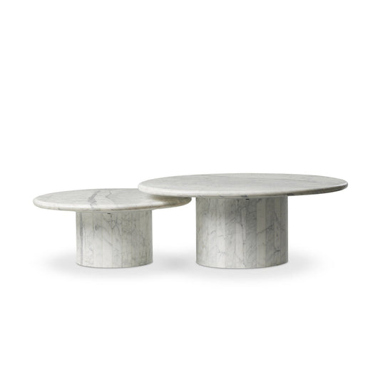 Stuart Marble Coffee Tables-White Calacatta Marble
