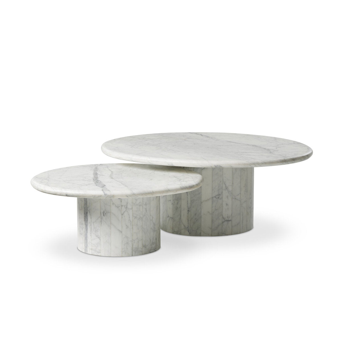 Stuart Marble Coffee Tables-White Calacatta Marble