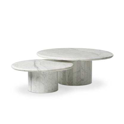 Stuart Marble Coffee Tables-White Calacatta Marble