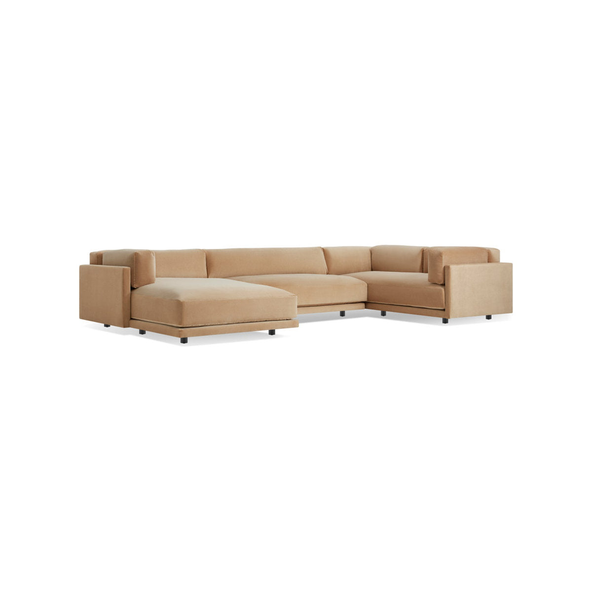 Blu Dot Sunday 3 Piece 156 Wide Velvet Corner Sectional