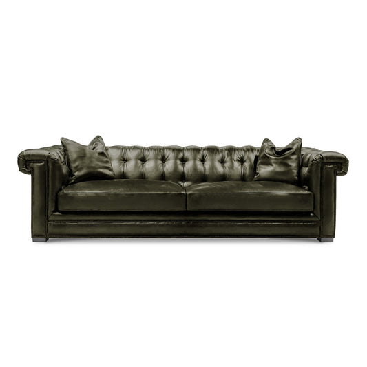 Eleanor Rigby Surrey 102 Genuine Leather Rolled Arm Chesterfield Sofa
