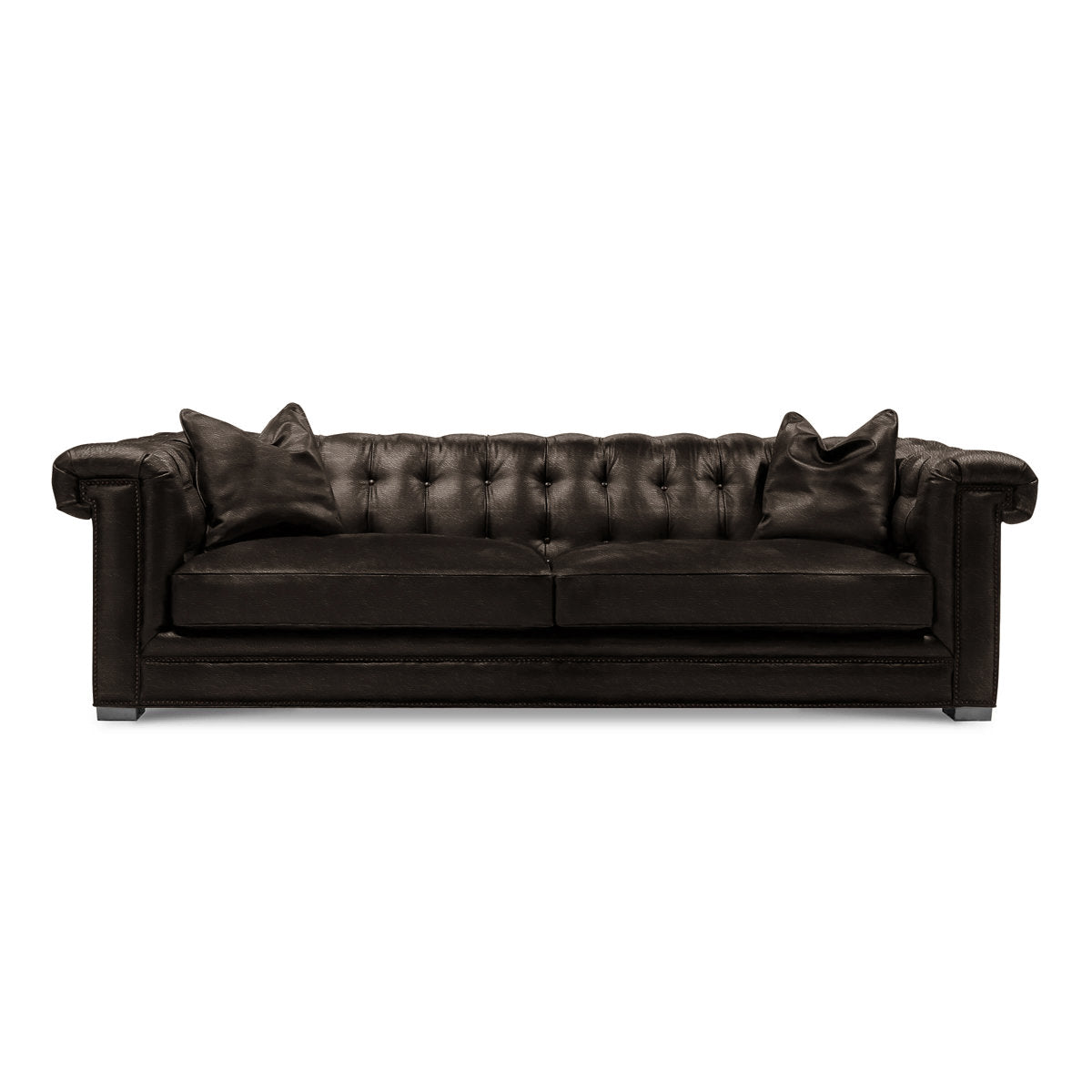 Eleanor Rigby Surrey 102 Genuine Leather Rolled Arm Chesterfield Sofa