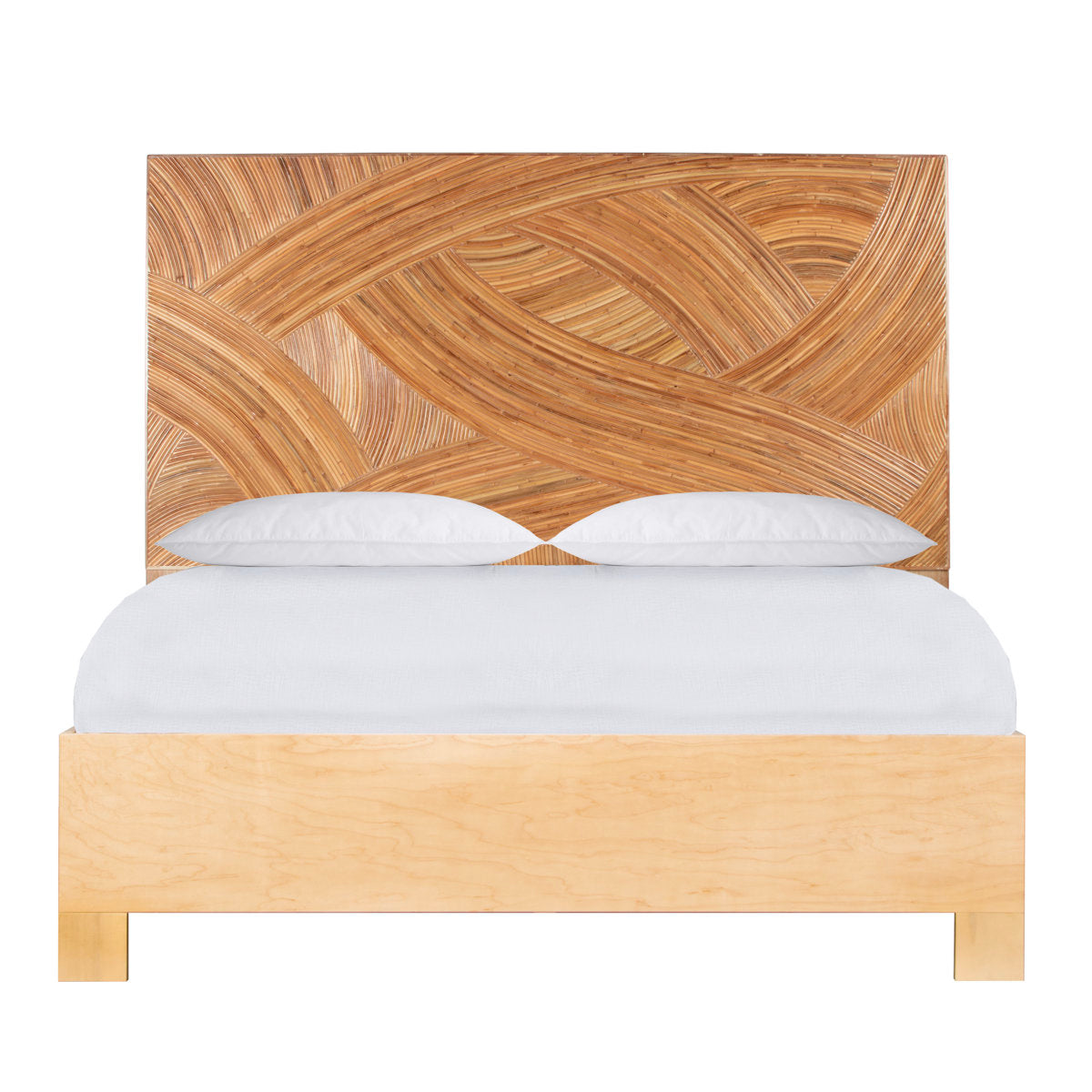 Swirl Rattan Queen Platform Bed, Natural
