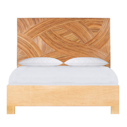 Swirl Rattan Queen Platform Bed, Natural