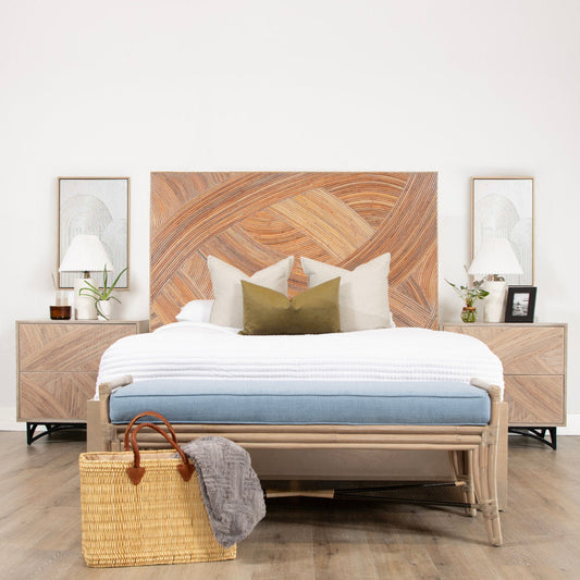 Swirl Rattan Queen Standard Bed, Natural
