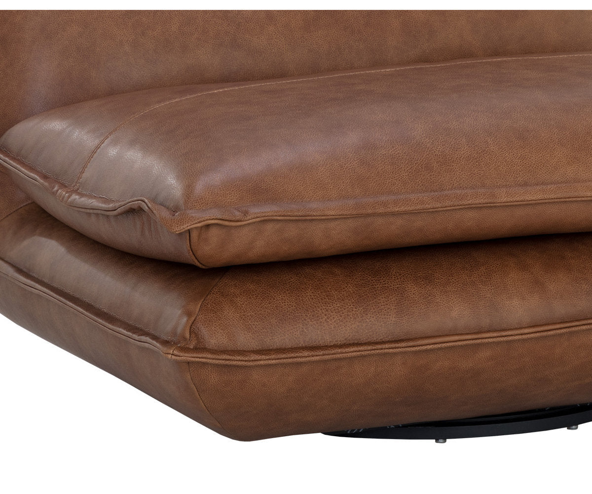 Sunpan Colson Swivel Armless Chair Cognac Leather