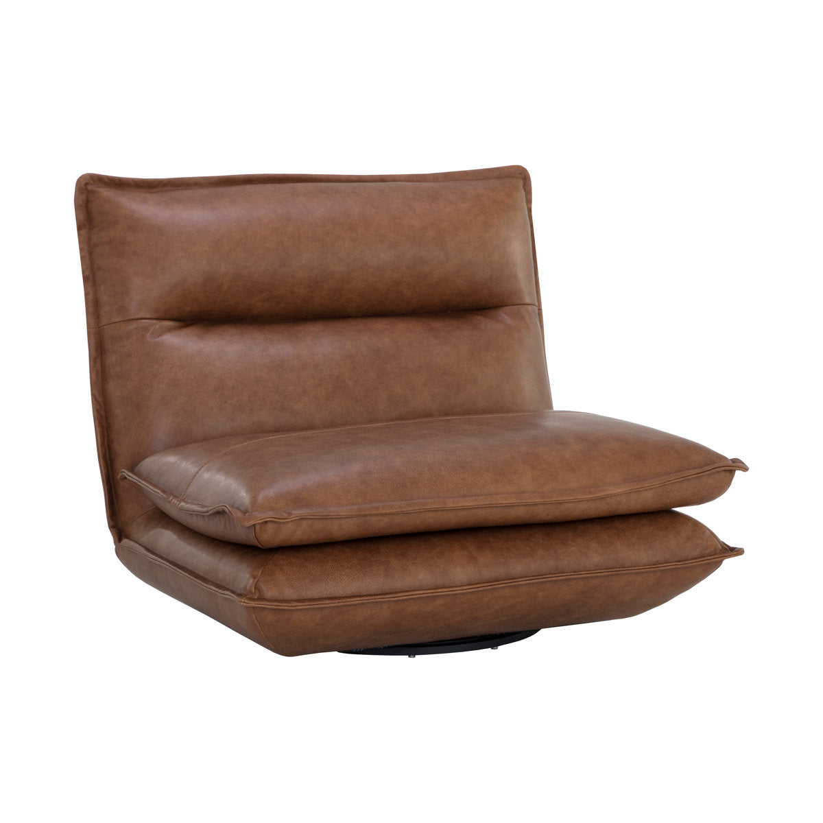 Sunpan Colson Swivel Armless Chair Cognac Leather