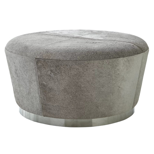 Studio A Home Tapered Ottoman Grey Hair On Hide