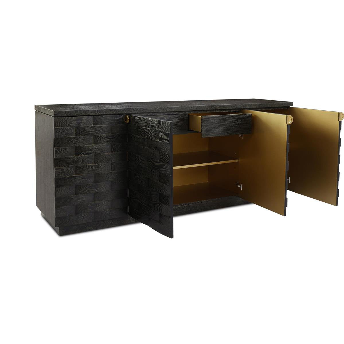 Tessere Four-Door Credenza, Limed