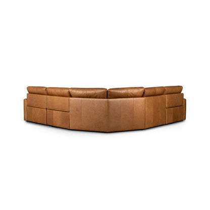 Four Hands Tillery Sonoma Butterscotch 5 Piece Leather Reclining Sectional