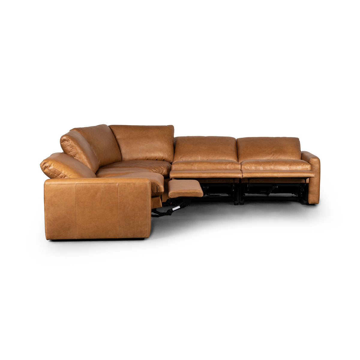 Four Hands Tillery Sonoma Butterscotch 5 Piece Leather Reclining Sectional