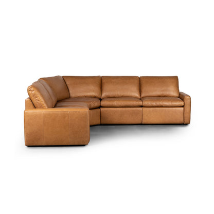 Four Hands Tillery Sonoma Butterscotch 5 Piece Leather Reclining Sectional
