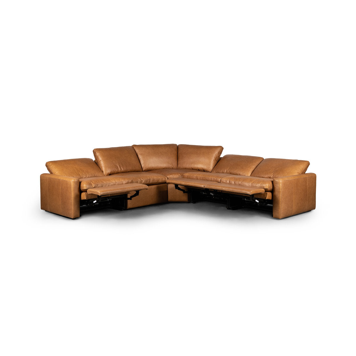 Four Hands Tillery Sonoma Butterscotch 5 Piece Leather Reclining Sectional