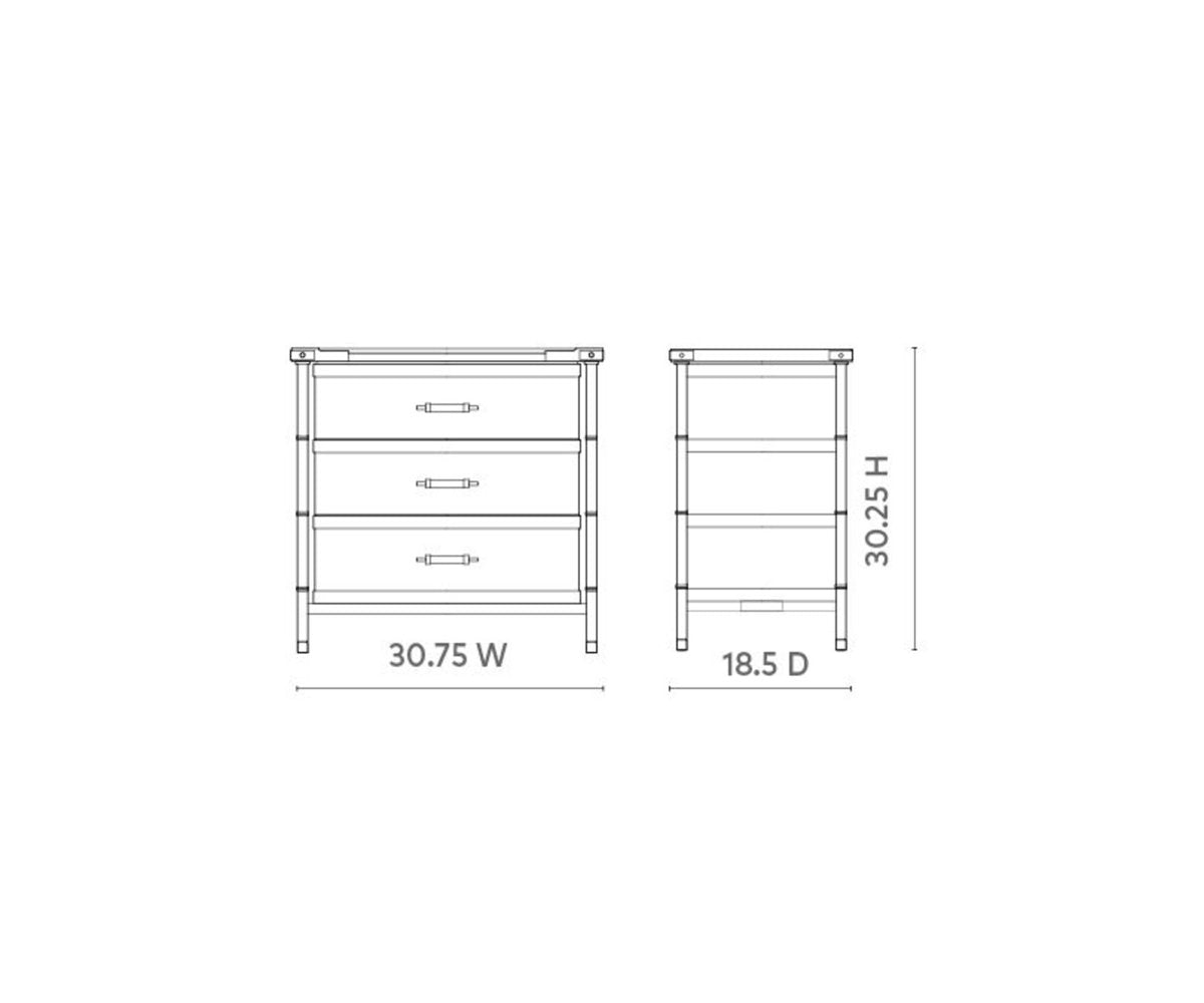 Toulon 3 Drawer Side Table