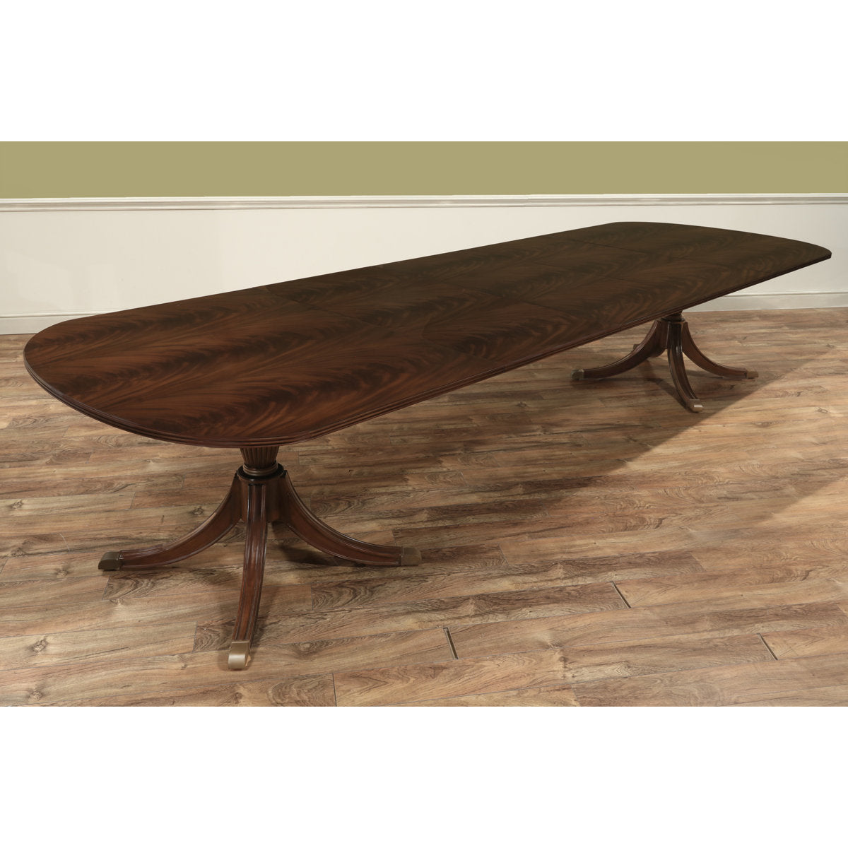 Traditional 12 Foot Double Pedestal Mahogany Dining Table For Seating 14 People