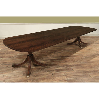 Traditional 12 Foot Double Pedestal Mahogany Dining Table For Seating 14 People
