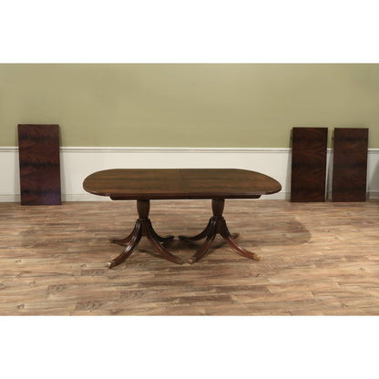 Traditional 12 Foot Double Pedestal Mahogany Dining Table For Seating 14 People