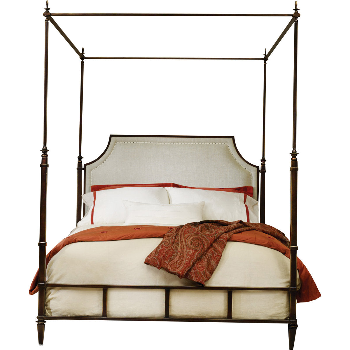 Modern History Home Metal Low Profile Canopy Standard Bed With Mattress