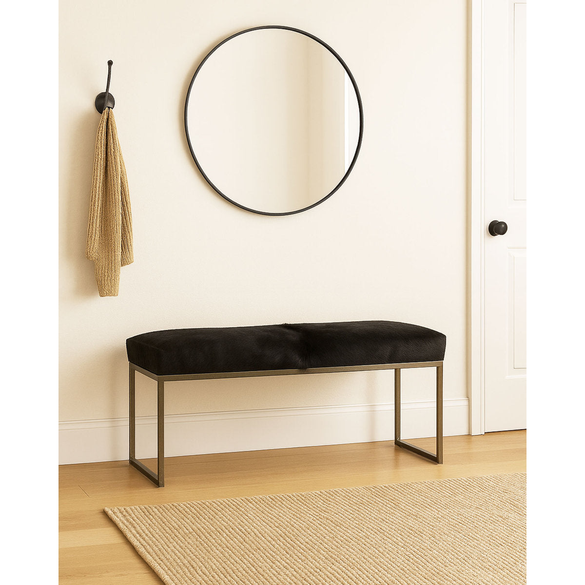 Outpost Original Upholstered Cowhide Bench