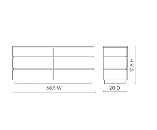 Vanessa 6 - Drawer Solid Wood Dresser