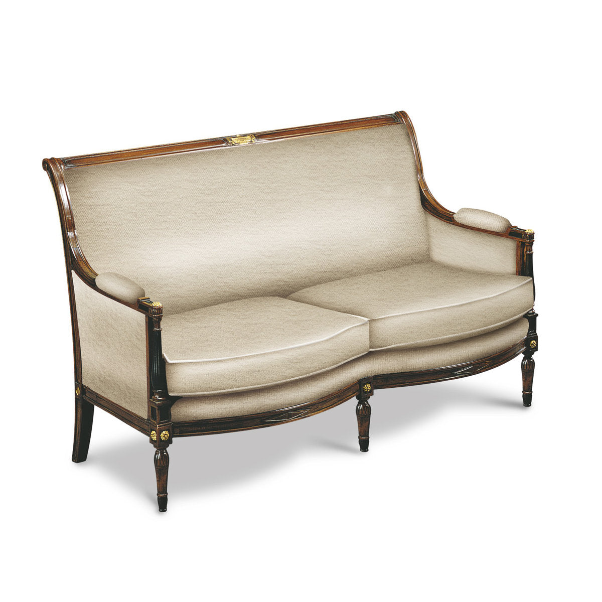 Francesco Molon 5113 Velvet Square Arm Loveseat With Reversible Cushions