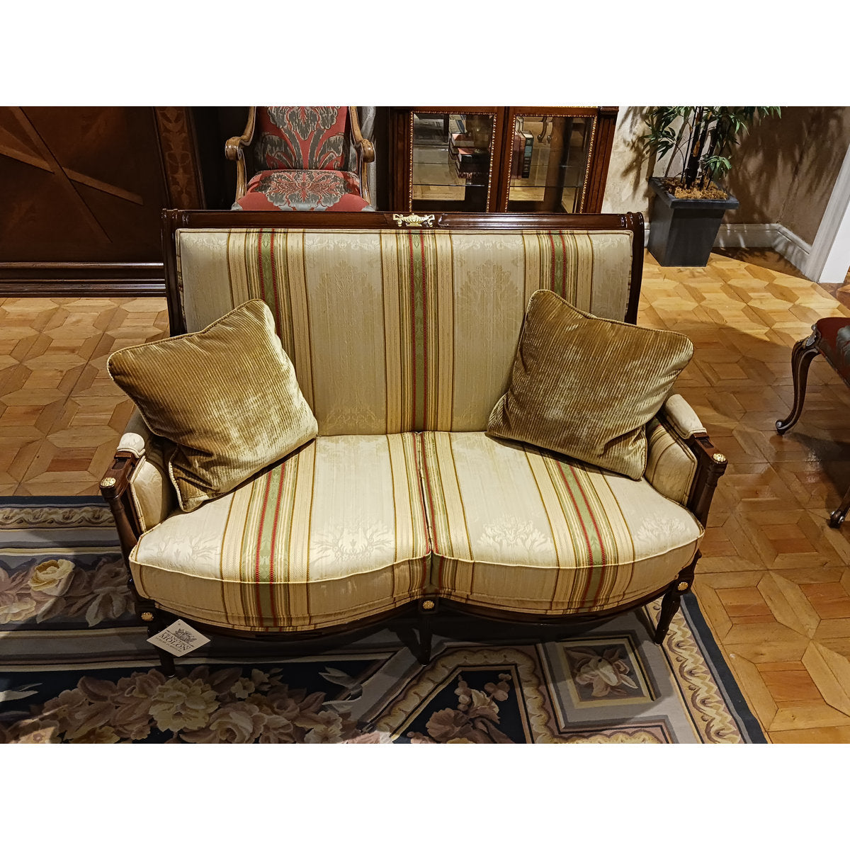 Francesco Molon 5113 Velvet Square Arm Loveseat With Reversible Cushions