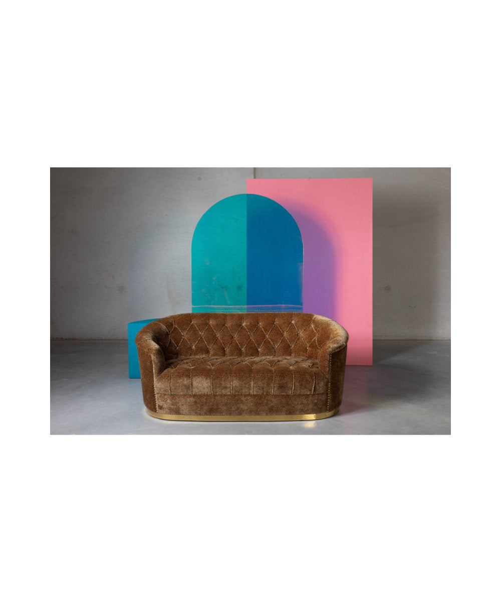 Bold Monkey 71 Velvet Round Arm Curved Sofa