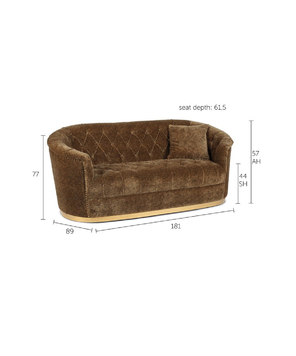 Bold Monkey 71 Velvet Round Arm Curved Sofa