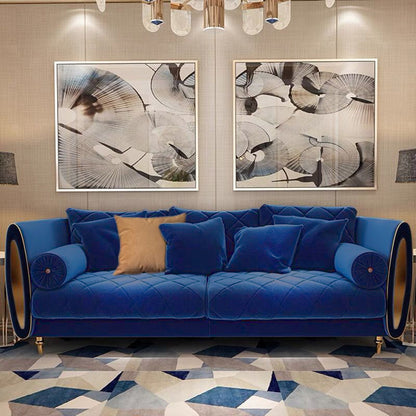 Infinity Furniture Import Infinity Furniture Blue Velvet Upholstered 3 Piece Sofa Set