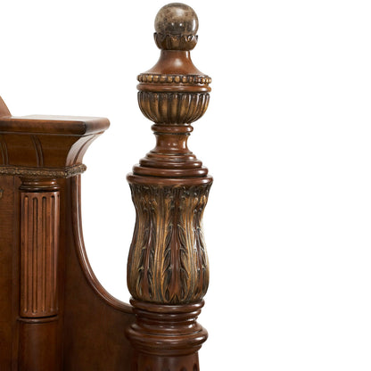 Michael Amini Villa Valencia Eastern King Poster Bed Classic Chestnut