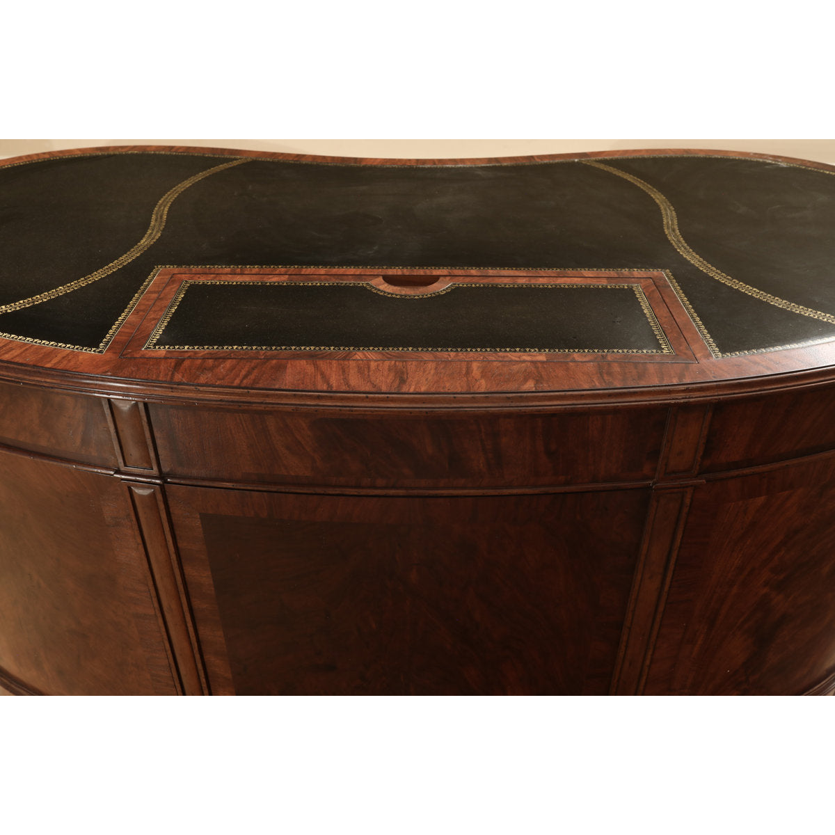 Walnut Kidney Shaped Desk With Leather Top