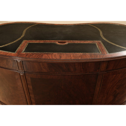 Walnut Kidney Shaped Desk With Leather Top