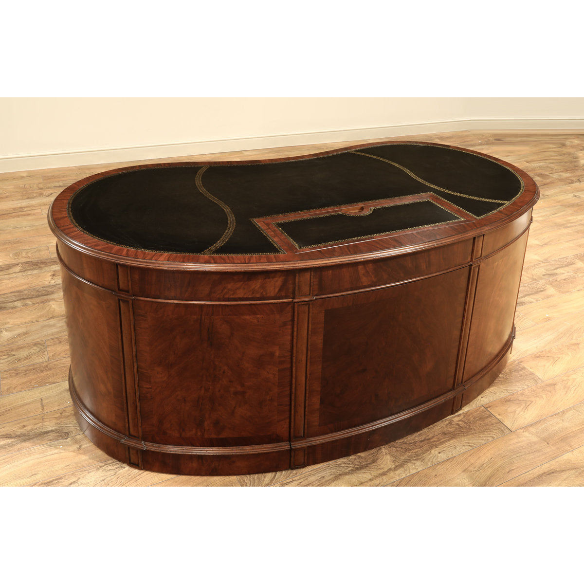 Walnut Kidney Shaped Desk With Leather Top