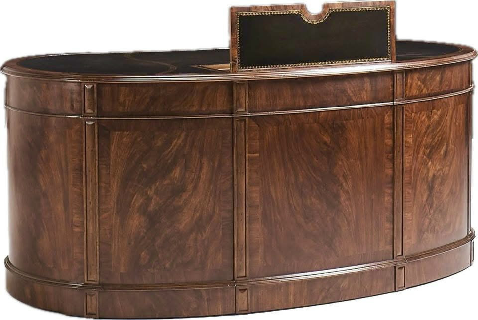 Walnut Kidney Shaped Desk With Leather Top
