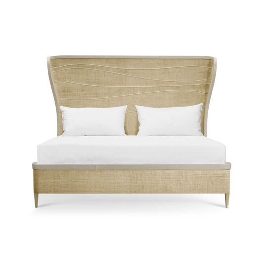 Water Upholstered King Wingback Bed