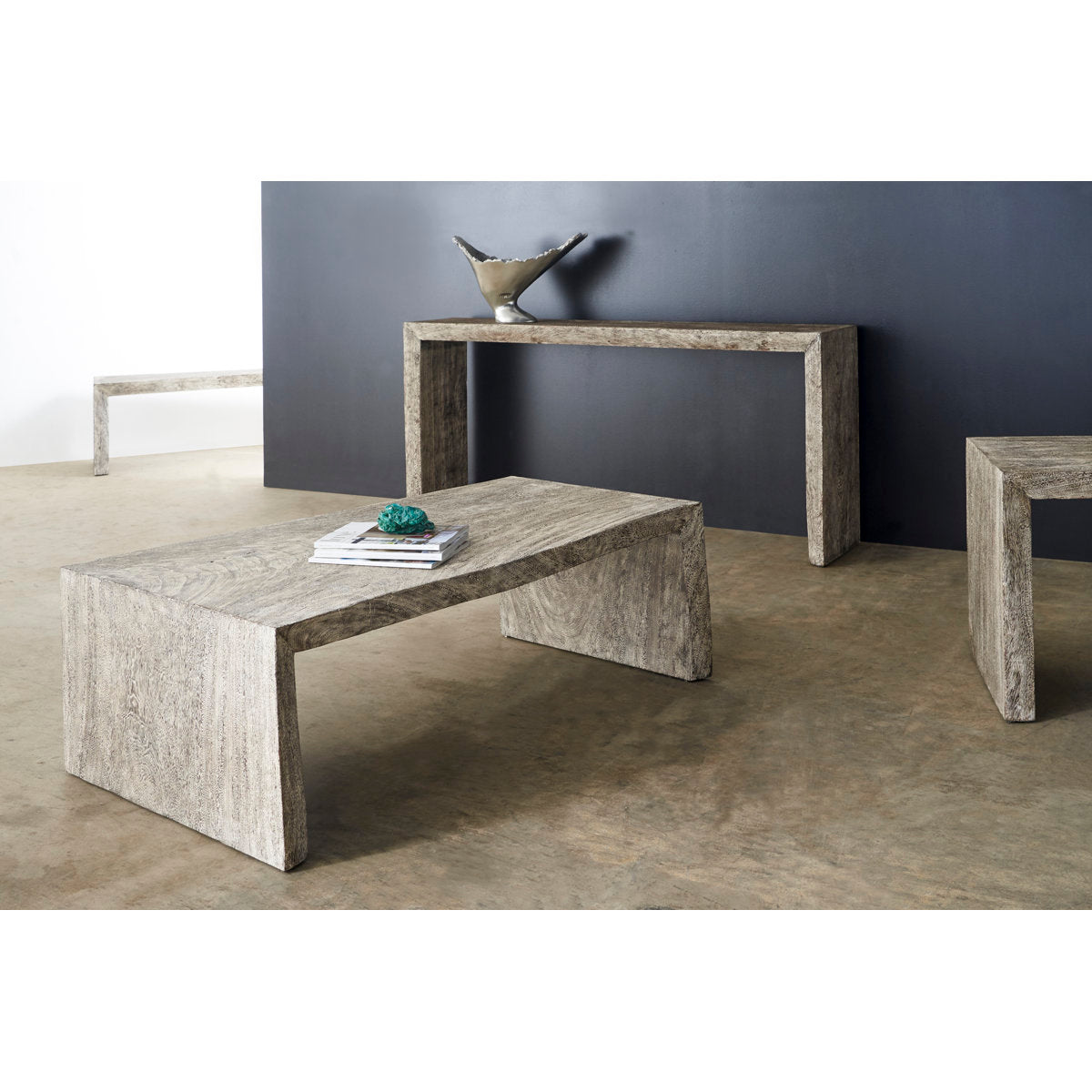 Waterfall Solid Wood Sled Coffee Table