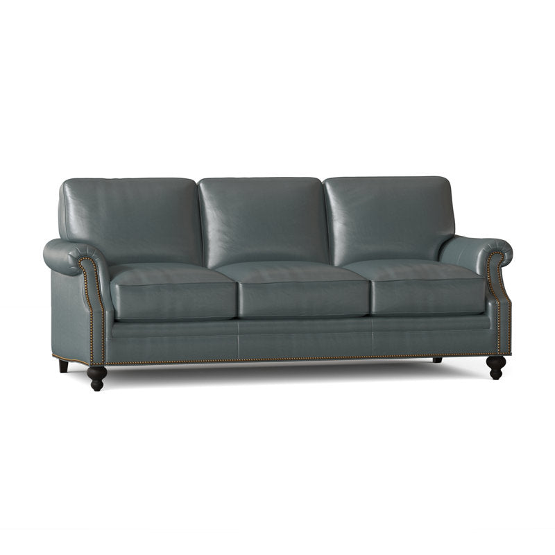 Bradington Young West 82 Genuine Leather Rolled Arm Sofa