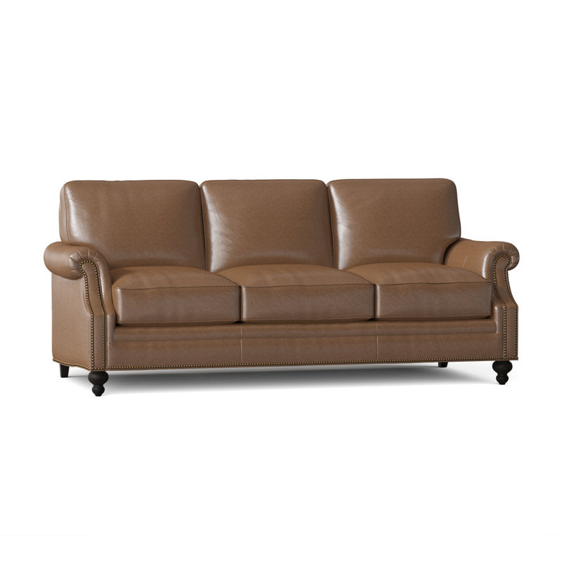Bradington Young West 82 Genuine Leather Rolled Arm Sofa