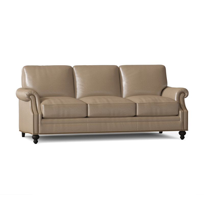 Bradington Young West 82 Genuine Leather Rolled Arm Sofa